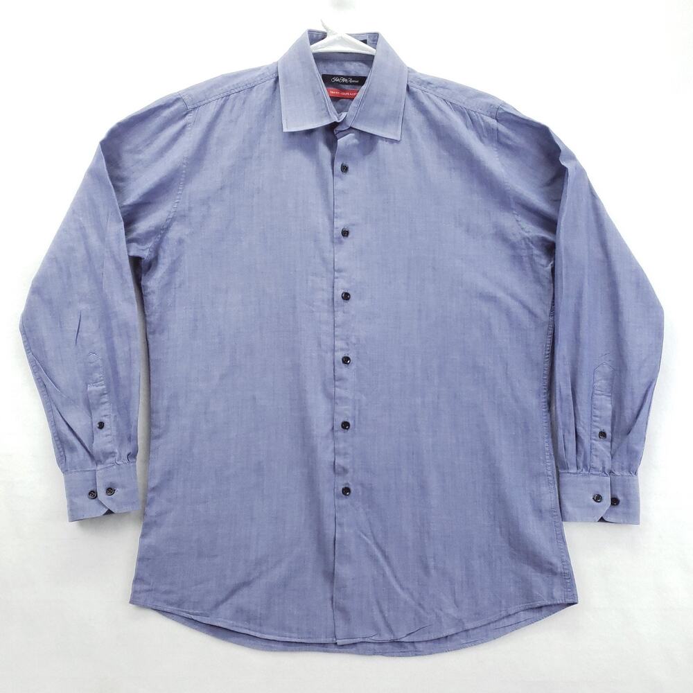 Saks Fifth Avenue Dress Shirt Mens 15.5 32/33 Trim Fit Long Sleeve Button Up